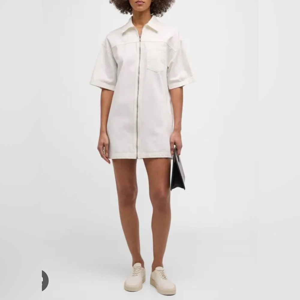 XiRENA Jaysen Zip Front Cream Denim Dress